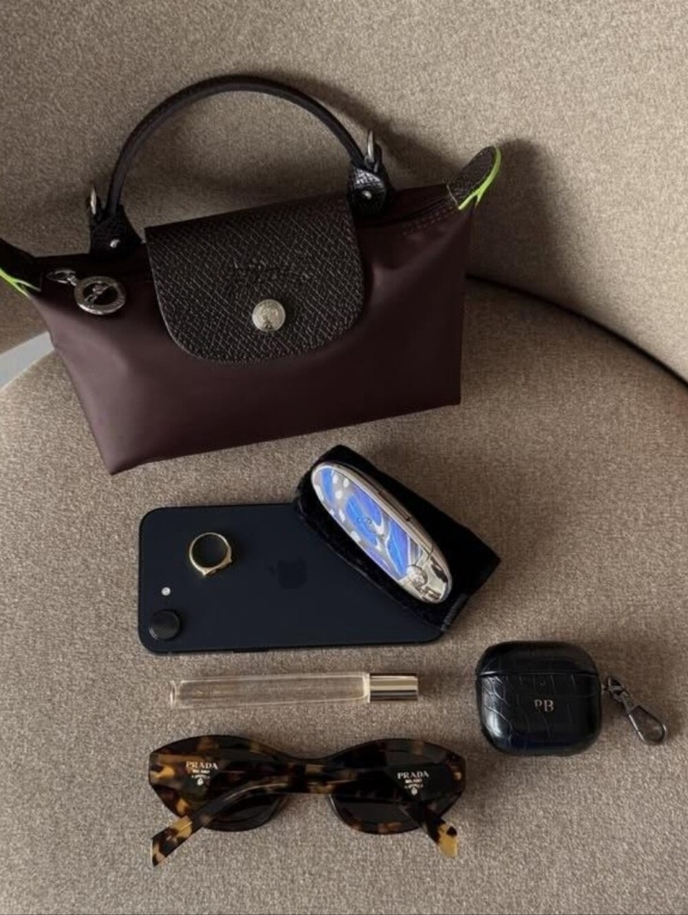 Longchamp Black Mocha Mini Bag with Removable Strap NWT - Picture 6 of 7